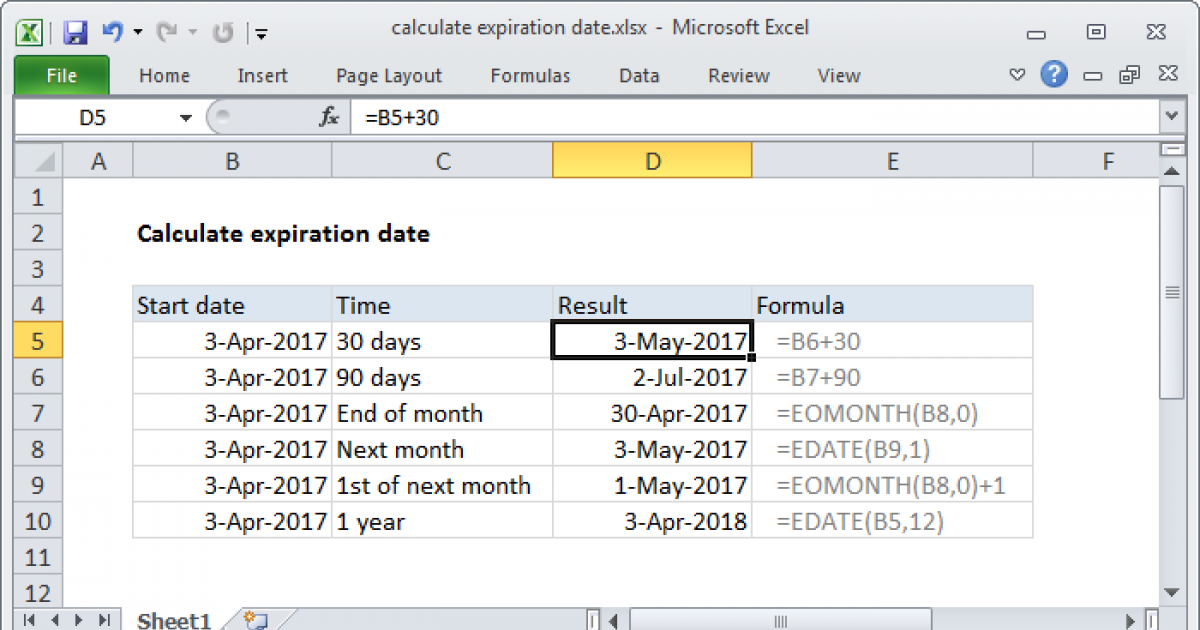 How To Compute Expiration Date In Excel